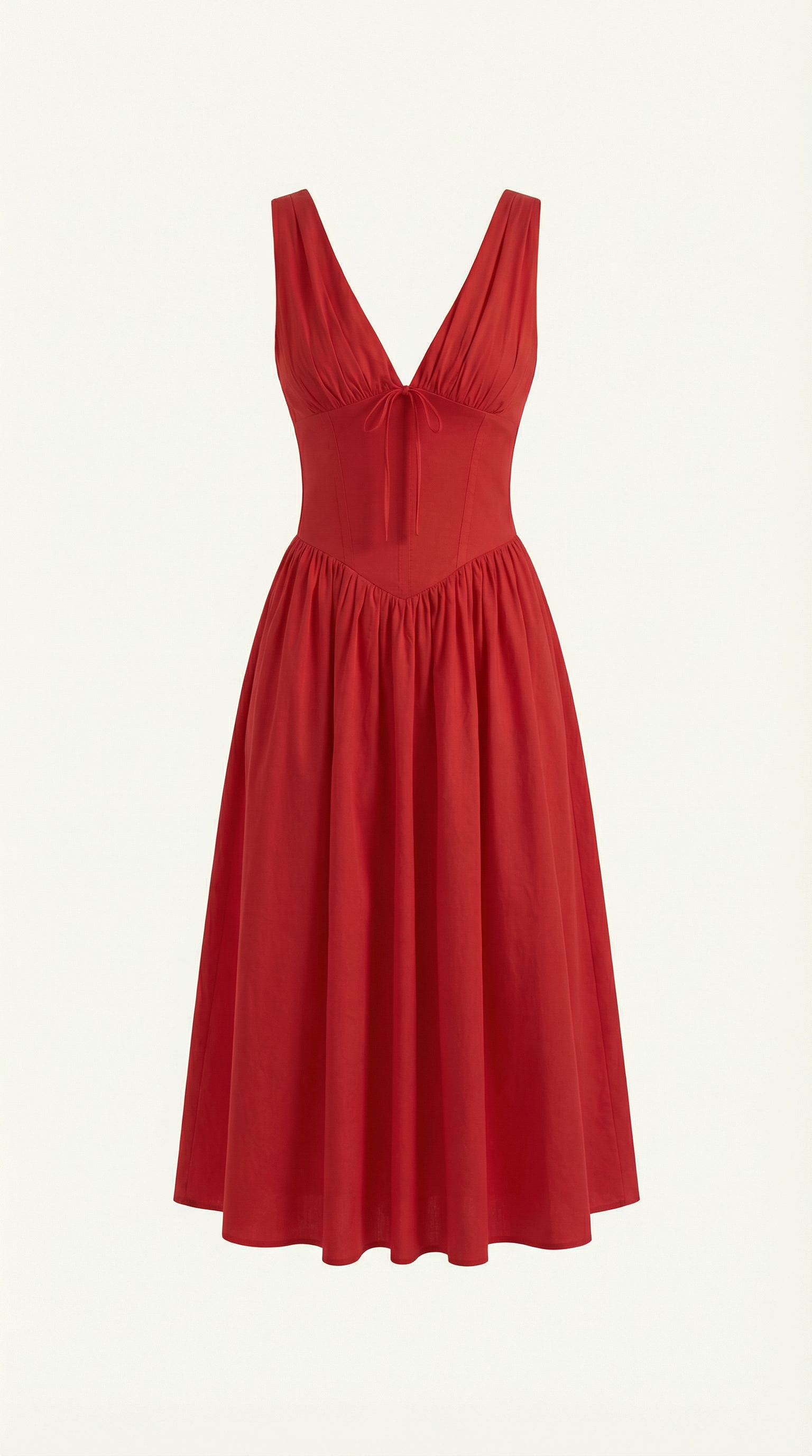 Midi Plunge Dress in Soft Fabric - Elegant Casual Wear for Parties and Events
