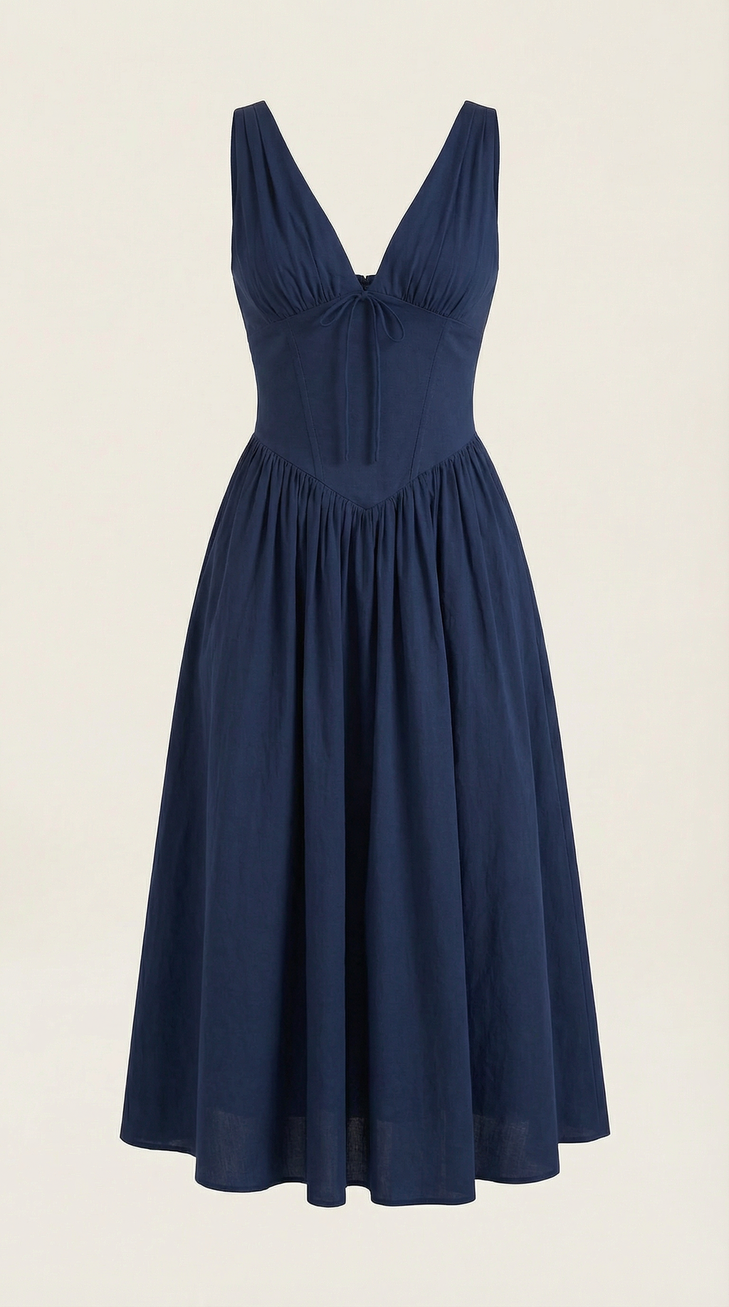 Midi Plunge Dress in Soft Fabric - Elegant Casual Wear for Parties and Events