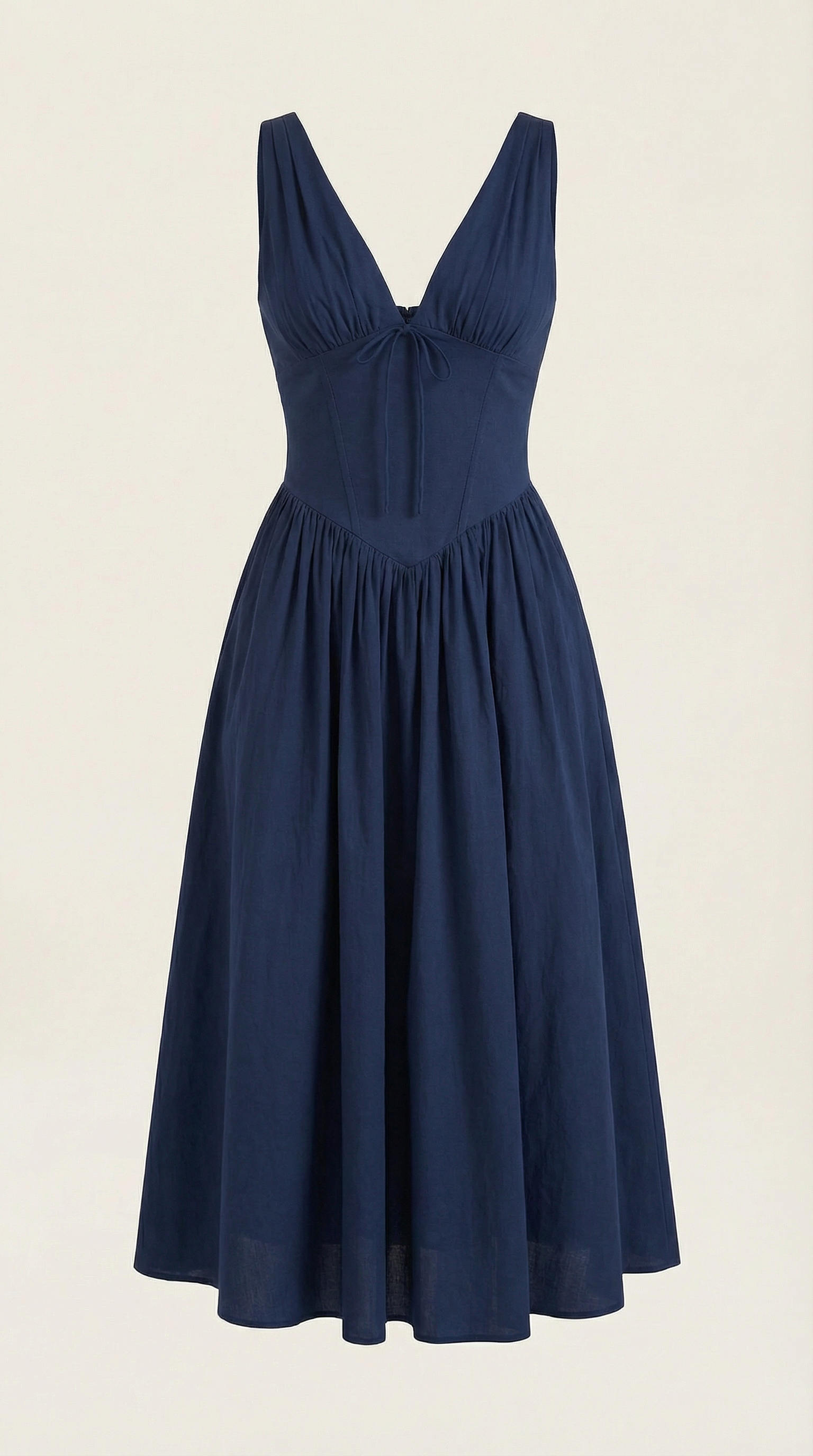 Midi Plunge Dress in Soft Fabric - Elegant Casual Wear for Parties and Events