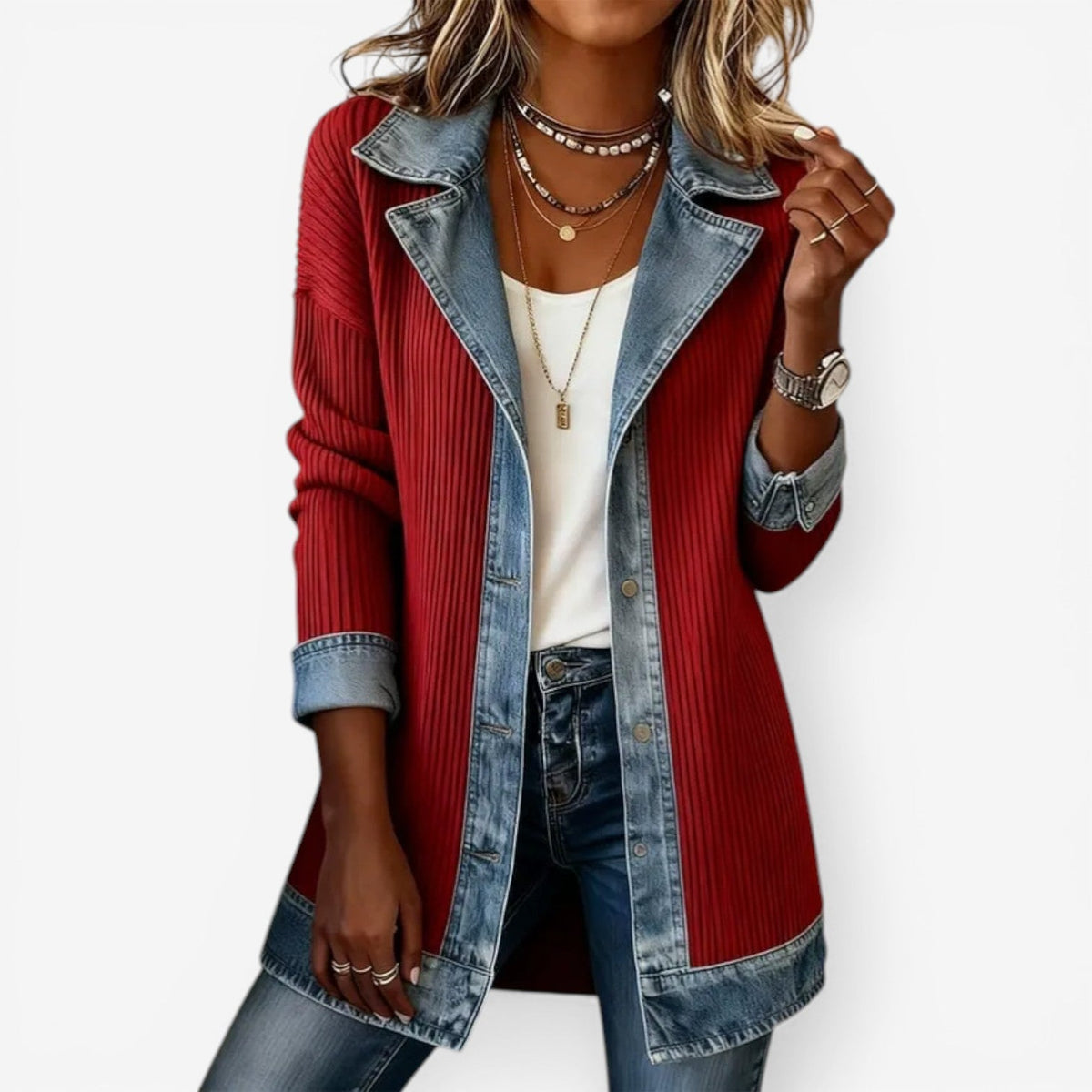 Women's Elegant Layered Collar Button Jacket – Casual, Office