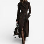 Suede Trench Coat – Casual, Office