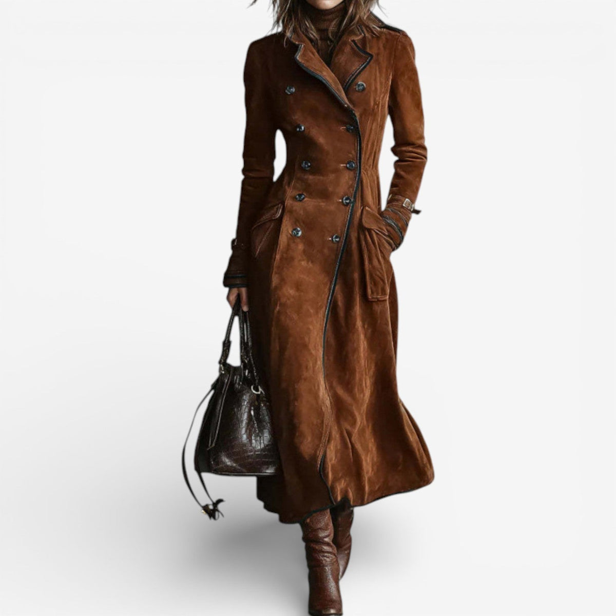 Suede Trench Coat – Casual, Office