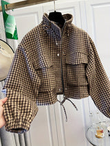 Plaid Pilot Jacket for Women – Casual Wear, Autumn Fashion