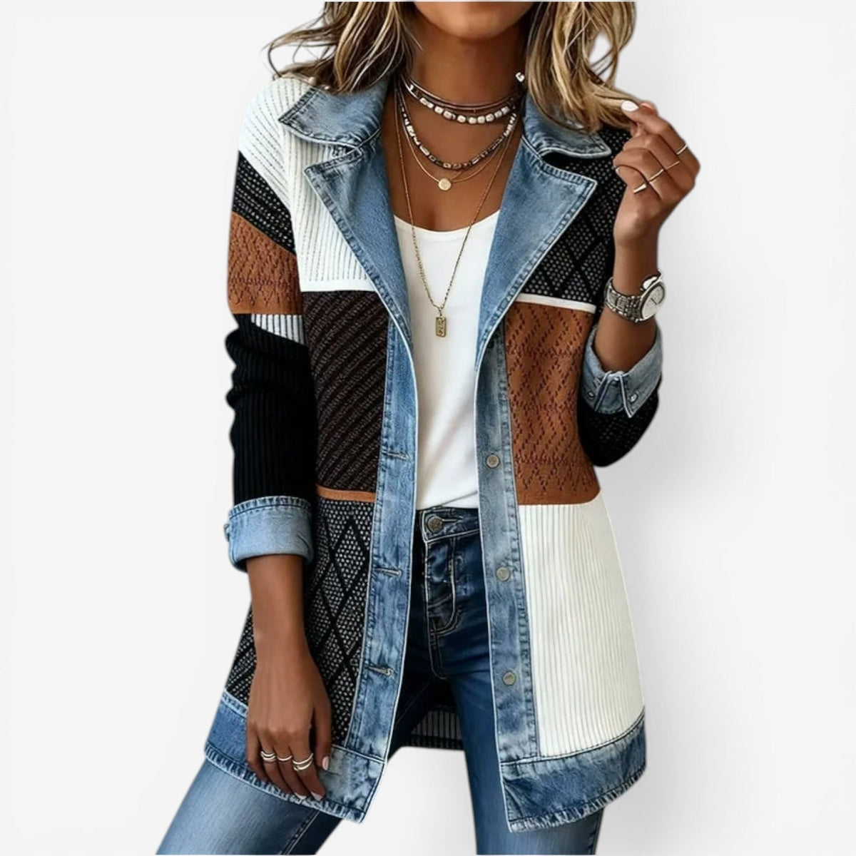 Women's Elegant Layered Collar Button Jacket – Casual, Office