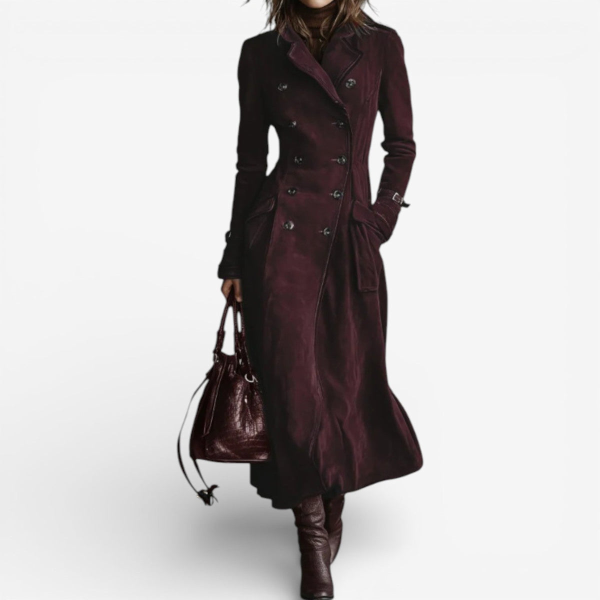 Suede Trench Coat – Casual, Office