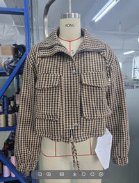 Plaid Pilot Jacket for Women – Casual Wear, Autumn Fashion