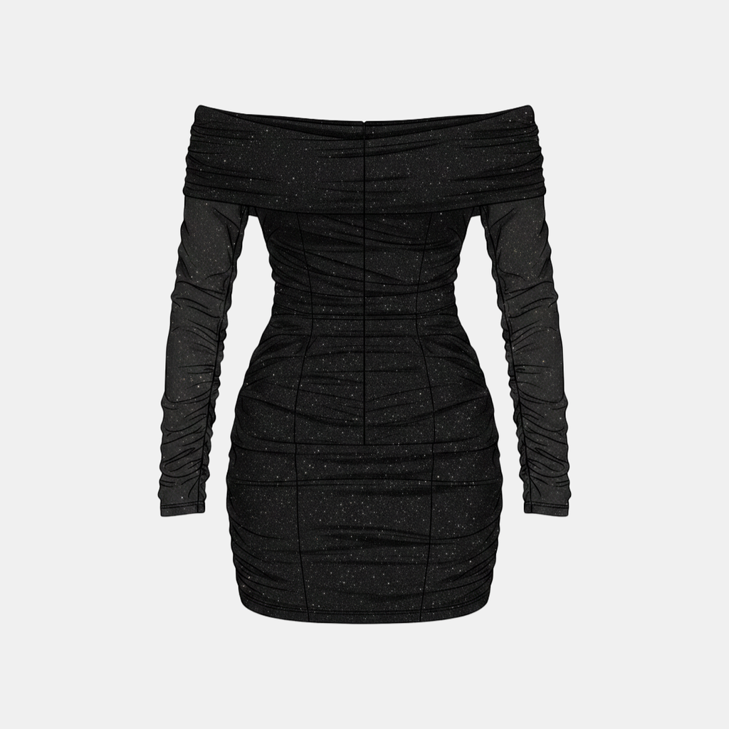 Off Shoulder Mesh Mini Dress Elegant Evening Wear for Parties
