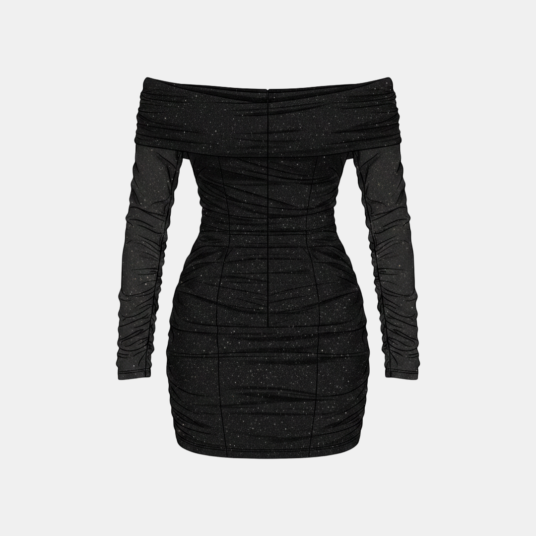 Off Shoulder Mesh Mini Dress Elegant Evening Wear for Parties