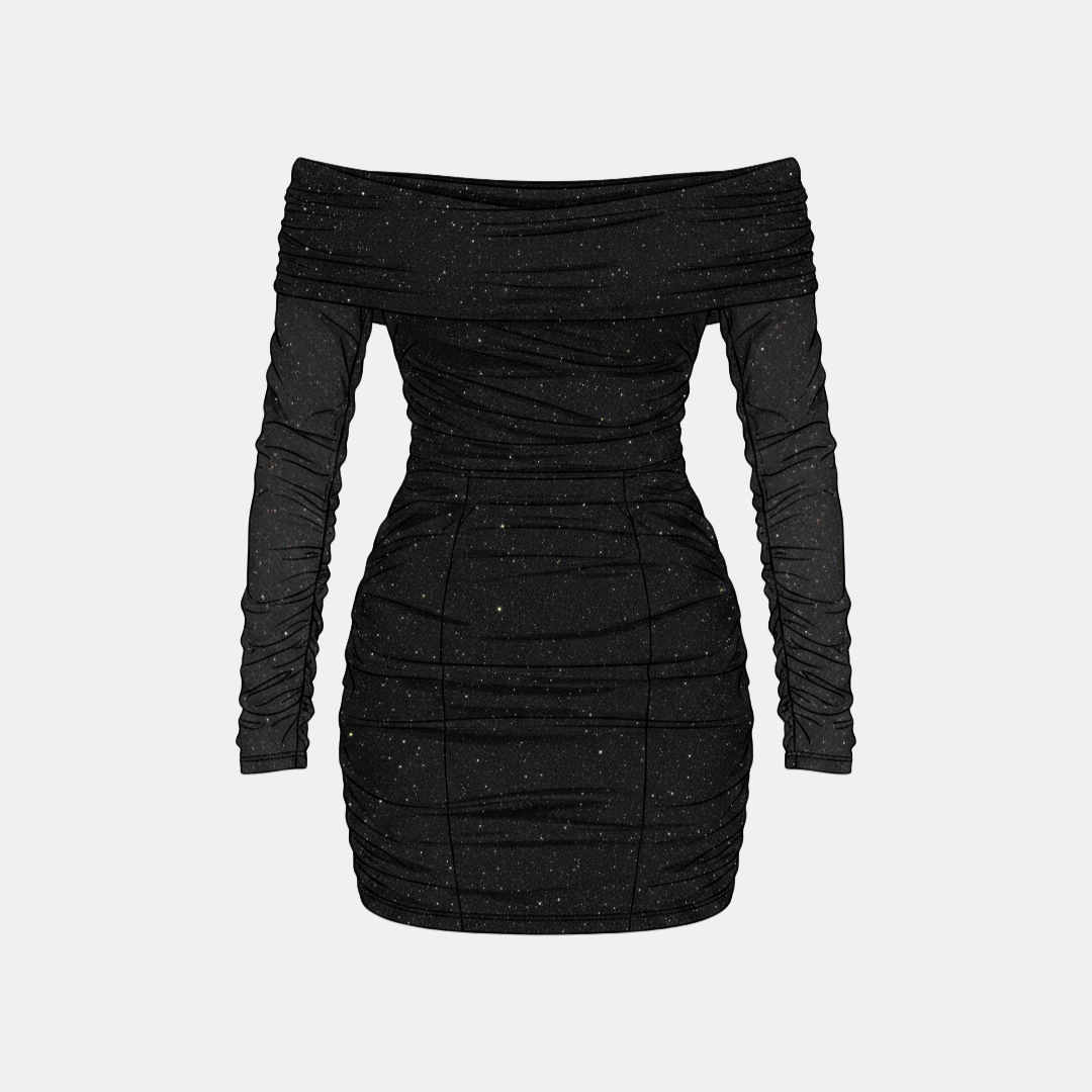 Off Shoulder Mesh Mini Dress Elegant Evening Wear for Parties
