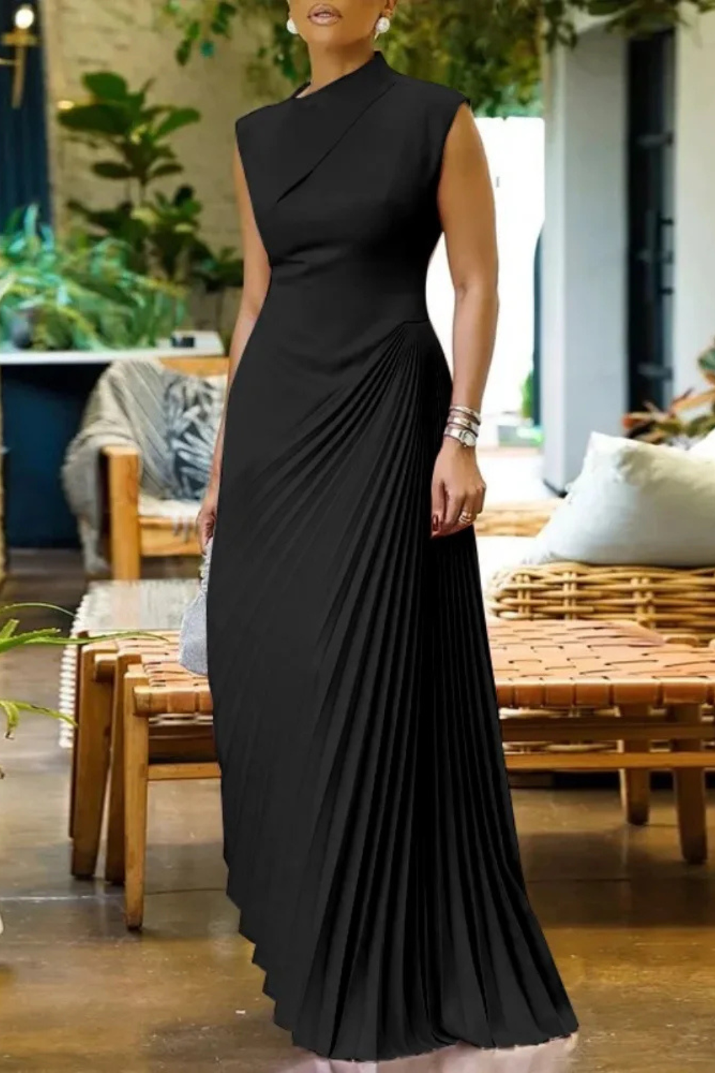One Shoulder Pleated Maxi Dress for Women | Wedding Guest & Race Day Attire