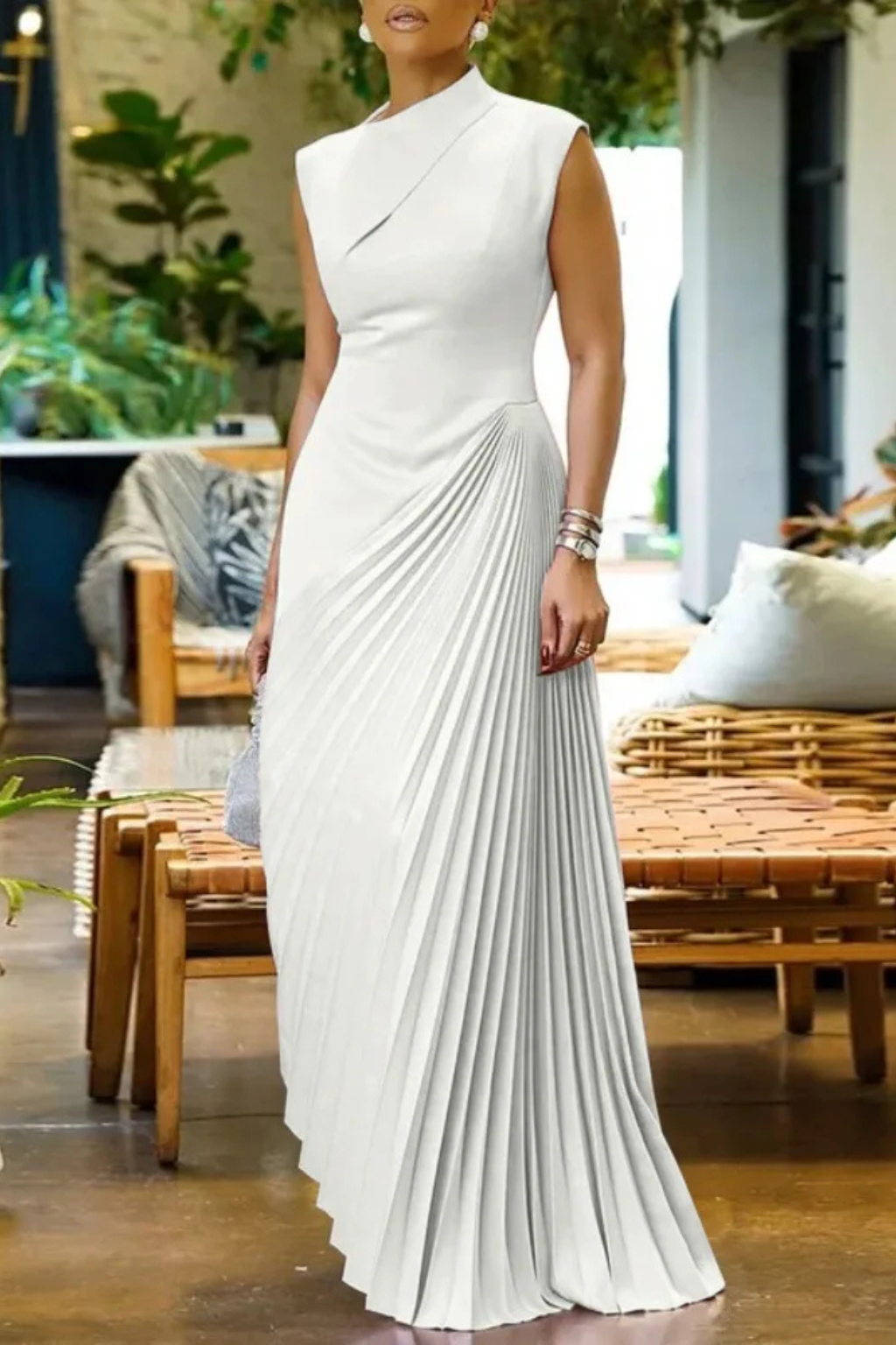 One Shoulder Pleated Maxi Dress for Women | Wedding Guest & Race Day Attire