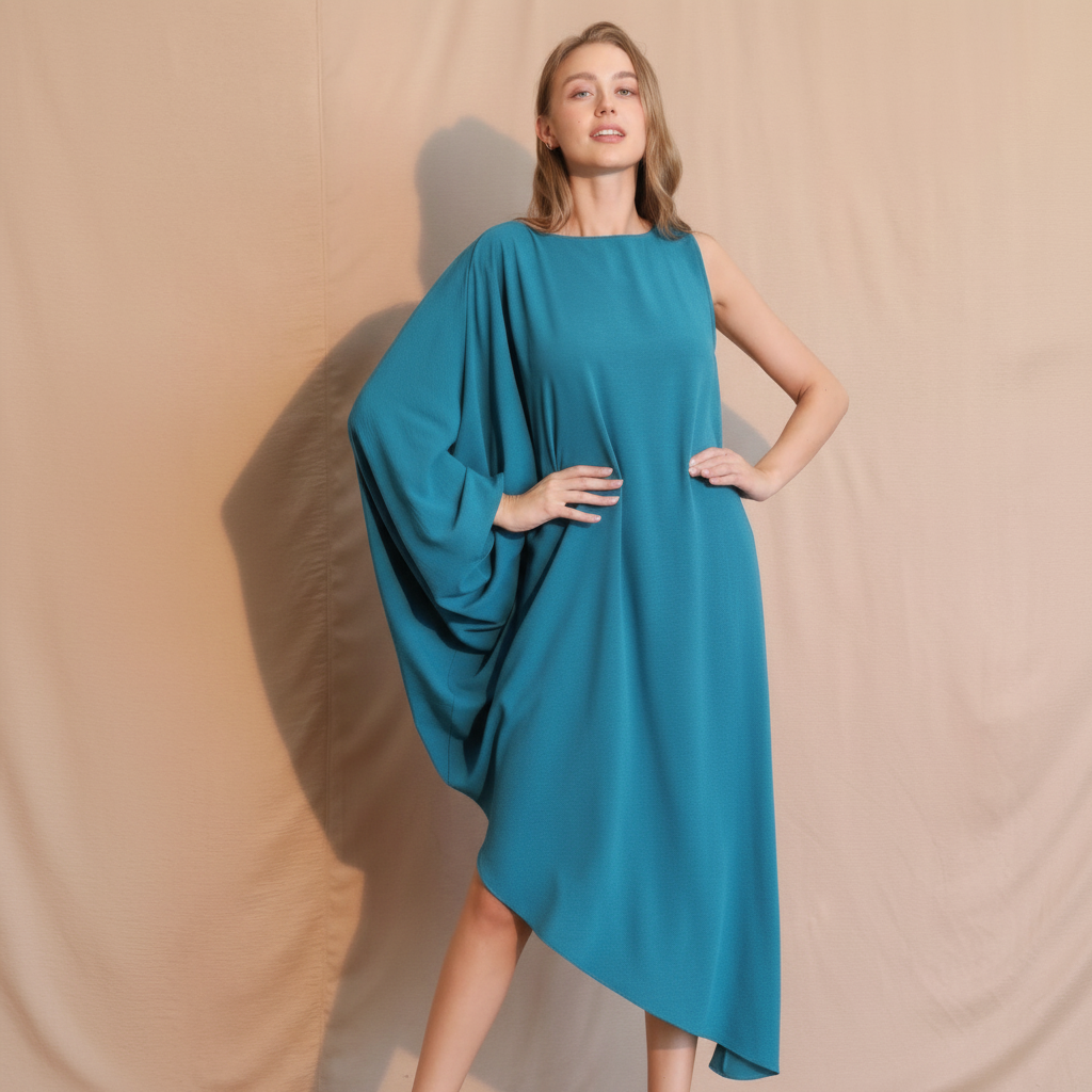 One-Sleeve Matte Crepe Dress for Women - Elegant Evening Wear for Cocktail Parties and Special Occasions