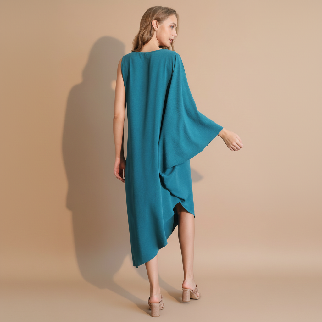One-Sleeve Matte Crepe Dress for Women - Elegant Evening Wear for Cocktail Parties and Special Occasions