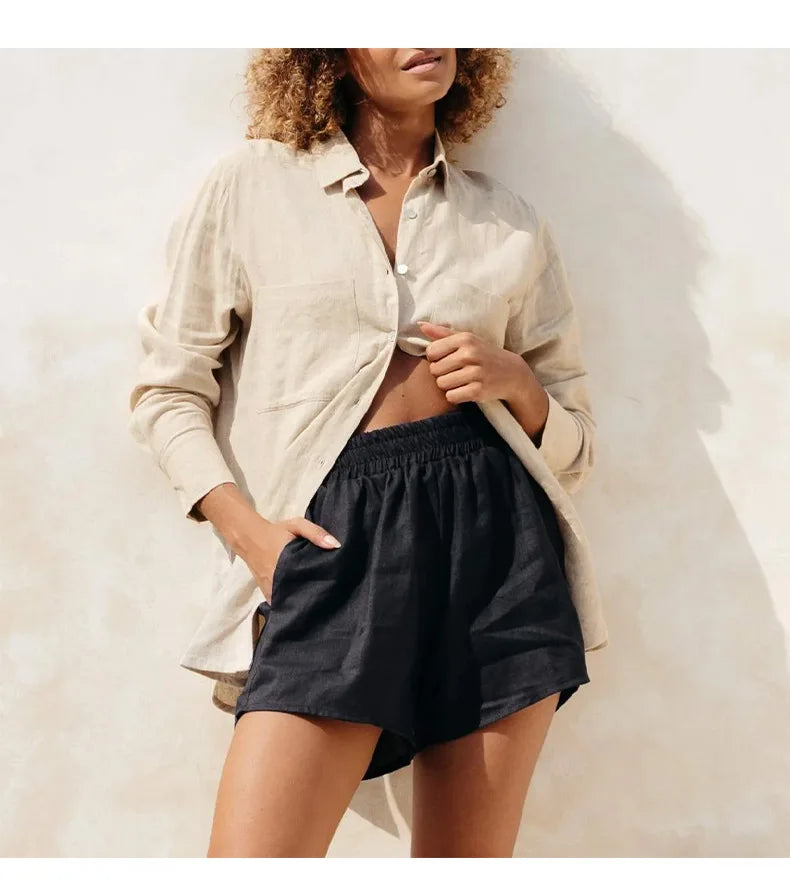 Oversized Linen Shirt with Pockets for Casual Wear and Everyday Comfort