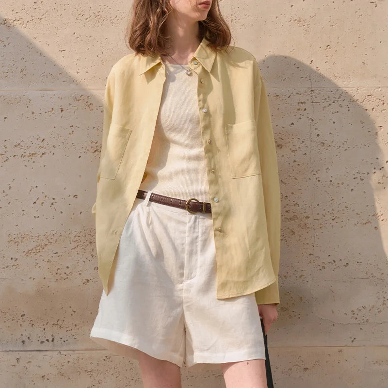 Oversized Linen Shirt with Pockets for Casual Wear and Everyday Comfort