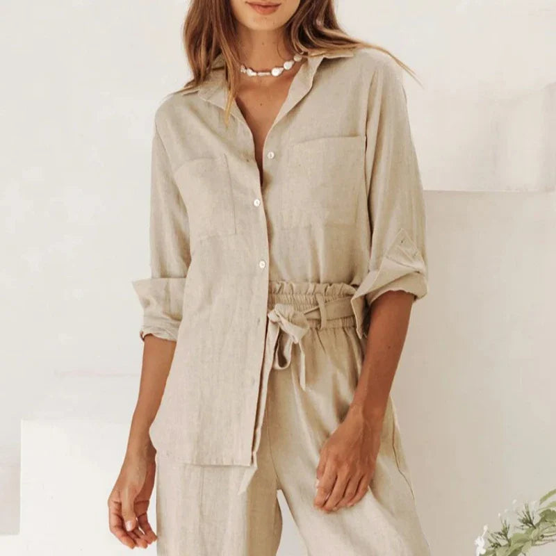 Oversized Linen Shirt with Pockets for Casual Wear and Everyday Comfort