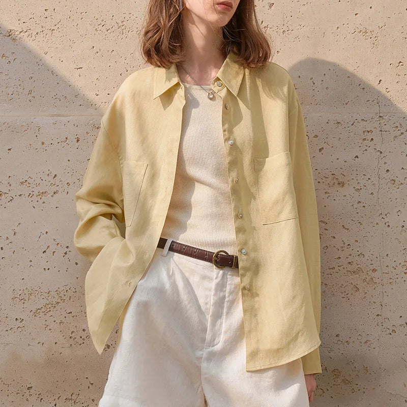 Oversized Linen Shirt with Pockets for Casual Wear and Everyday Comfort