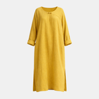 Oversized Maxi Dress in Cotton Linen with Long Sleeves for Casual Wear