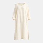 Oversized Maxi Dress in Cotton Linen with Long Sleeves for Casual Wear