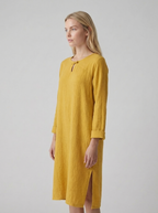 Oversized Maxi Dress in Cotton Linen with Long Sleeves for Casual Wear