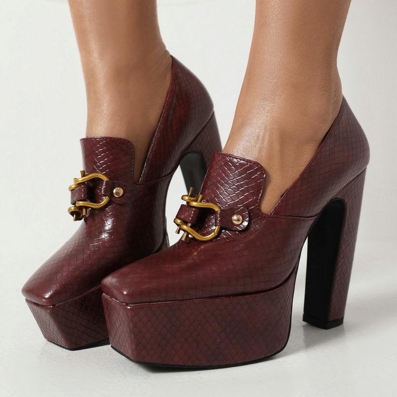 Platform Heels for Women - Stylish Faux Leather Design for Casual or Formal Wear