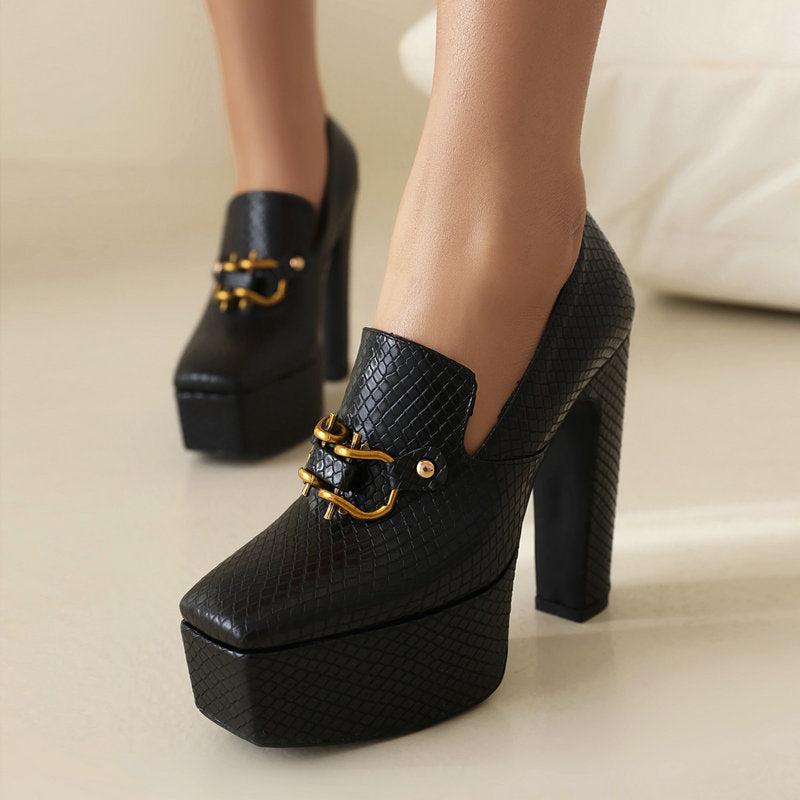 Platform Heels for Women - Stylish Faux Leather Design for Casual or Formal Wear