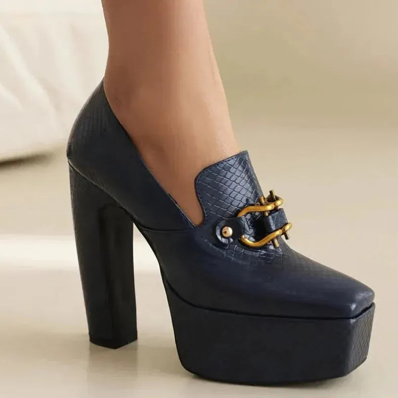 Platform Heels for Women - Stylish Faux Leather Design for Casual or Formal Wear