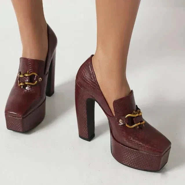 Platform Heels for Women - Stylish Faux Leather Design for Casual or Formal Wear