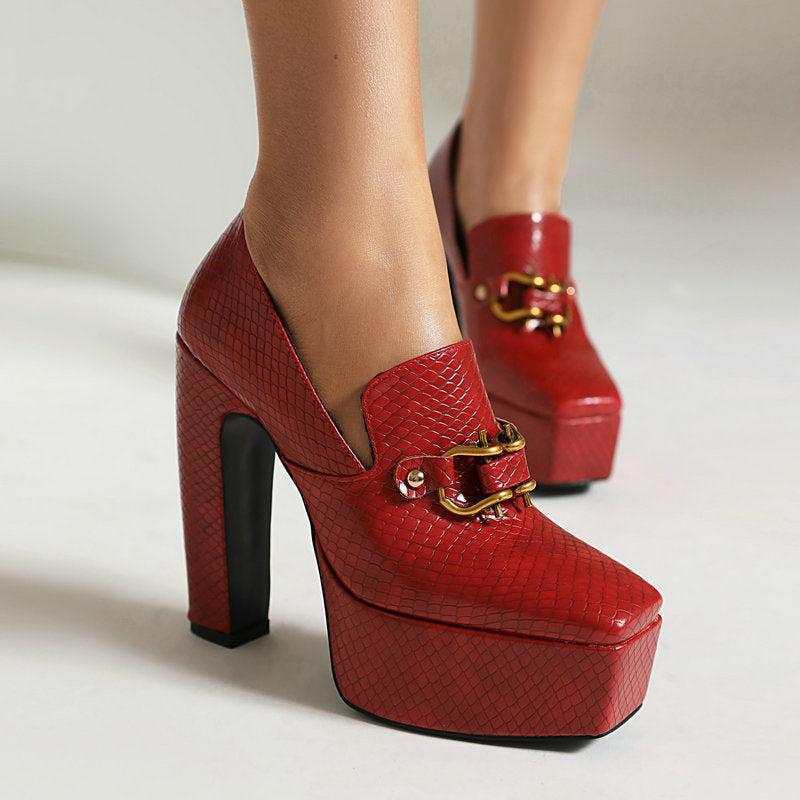Platform Heels for Women - Stylish Faux Leather Design for Casual or Formal Wear