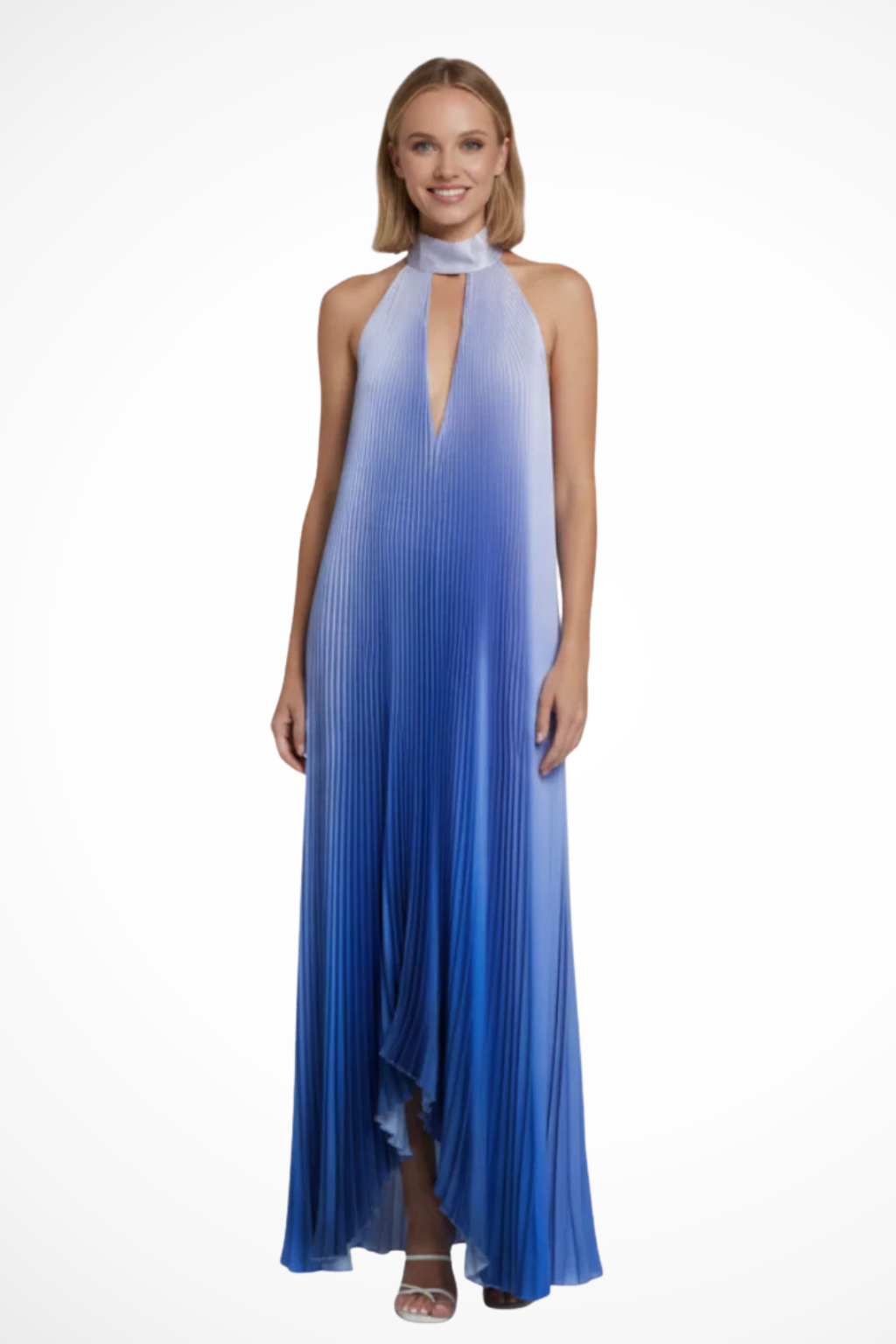 Printed Pleated Halter Neck Maxi Dress for Women | Wedding Guest Attire