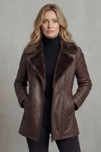 Women's Leather Jacket with Shearling Lining – Casual Wear, Stylish Outfits