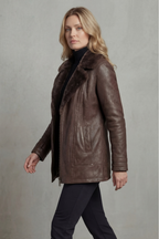 Women's Leather Jacket with Shearling Lining – Casual Wear, Stylish Outfits