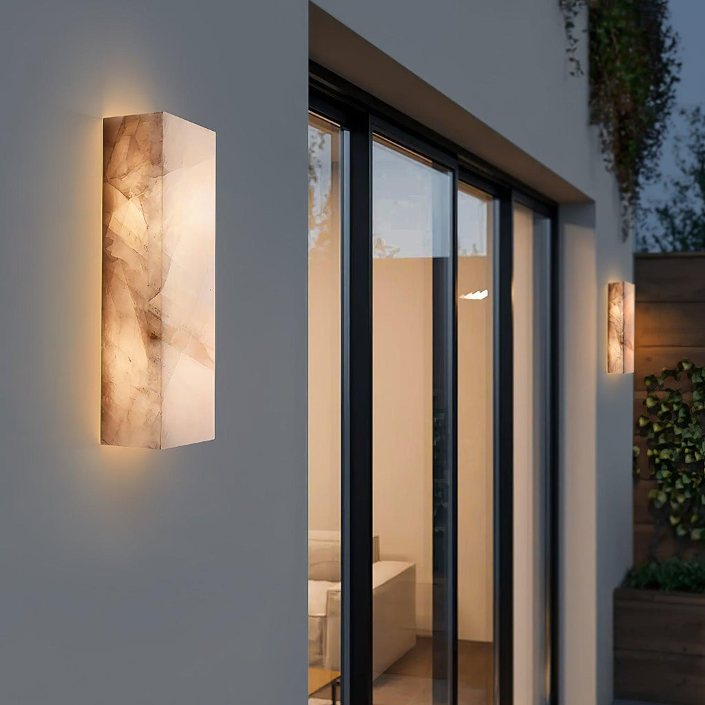 Alabaster Rectangular Wall Sconce - Modern Design for Ambient Lighting in Living Room or Hallway