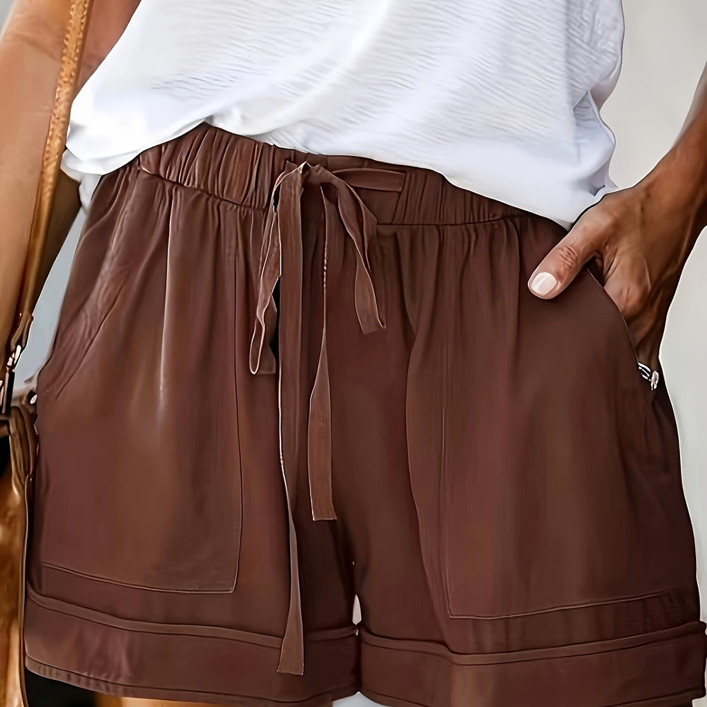 Relaxed Drawstring Shorts for Women - Lightweight Cotton Casual Summer Wear