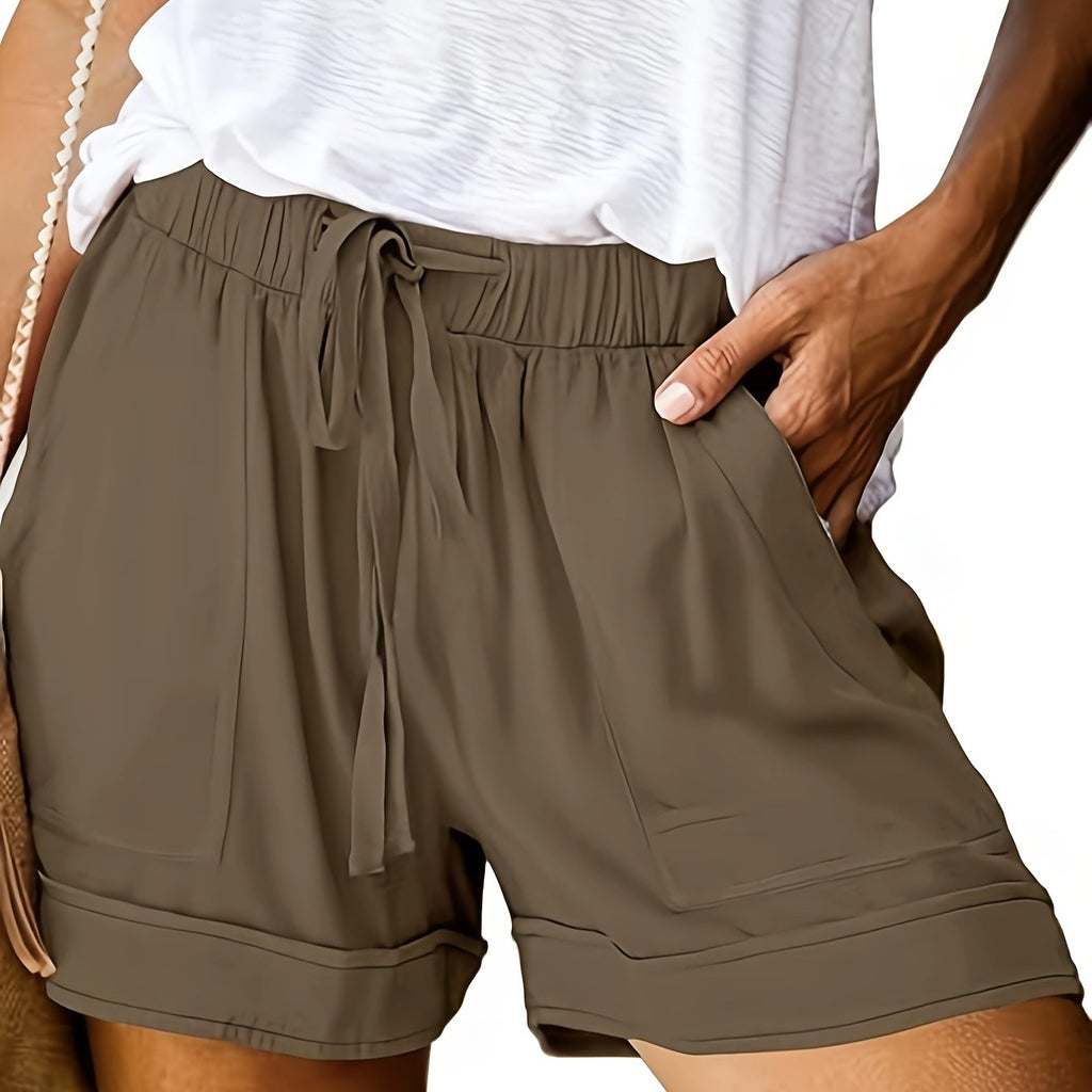 Relaxed Drawstring Shorts for Women - Lightweight Cotton Casual Summer Wear