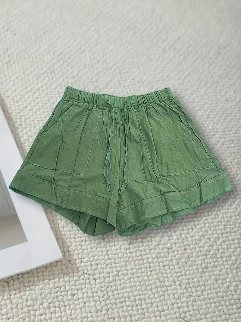 Relaxed Drawstring Shorts for Women - Lightweight Cotton Casual Summer Wear