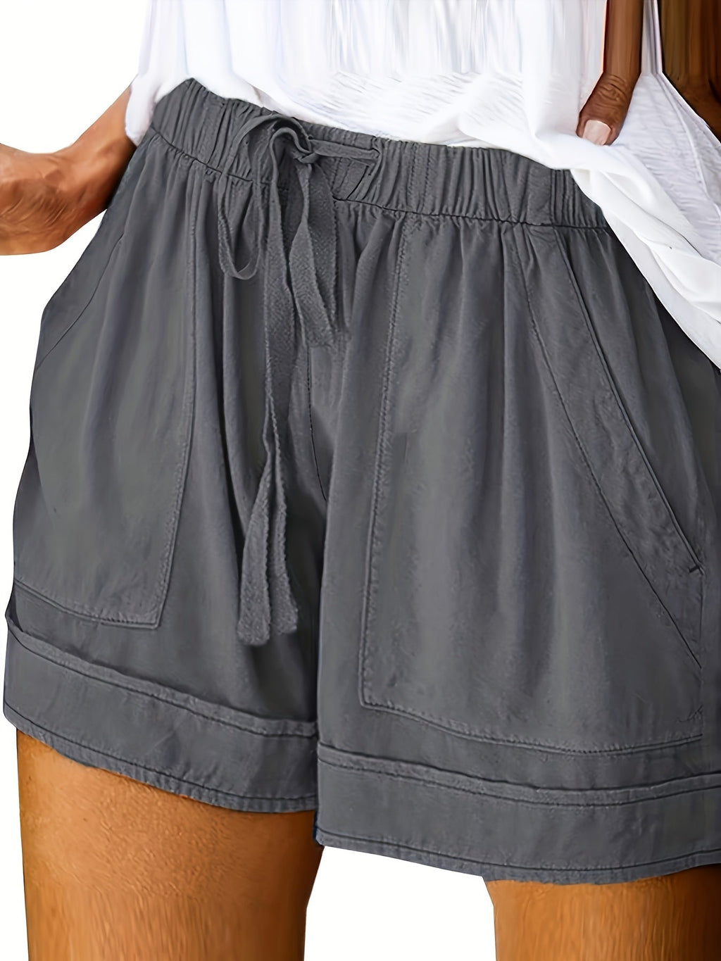 Relaxed Drawstring Shorts for Women - Lightweight Cotton Casual Summer Wear