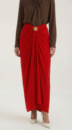 Ruched Midi Skirt in Soft Fabric - Elegant Casual Wear for Women - Versatile Everyday Style