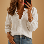 Ruched Women's Blouse | Lightweight Fabric | Elegant Design for Work or Casual Wear