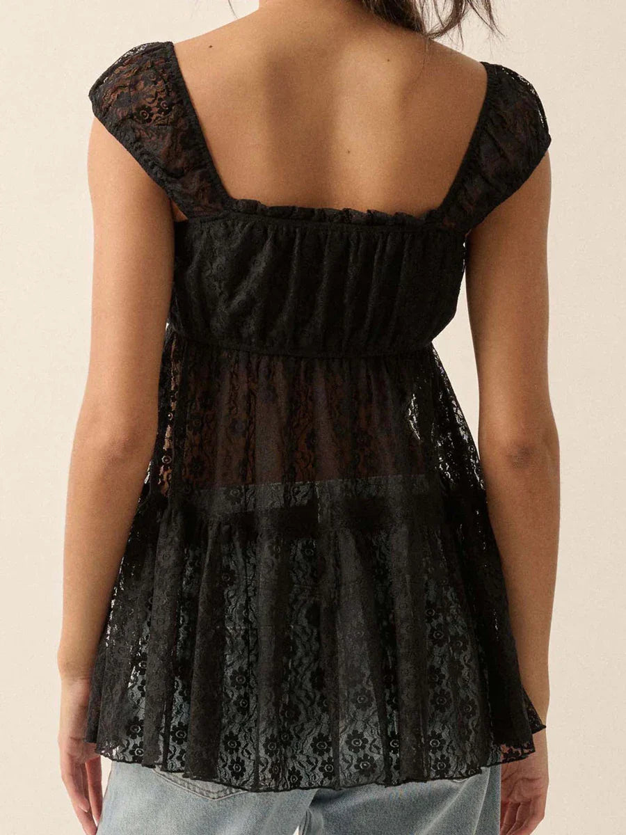 Summer Cutout Dress Top - Lightweight Fabric, Casual Style for Warm Weather