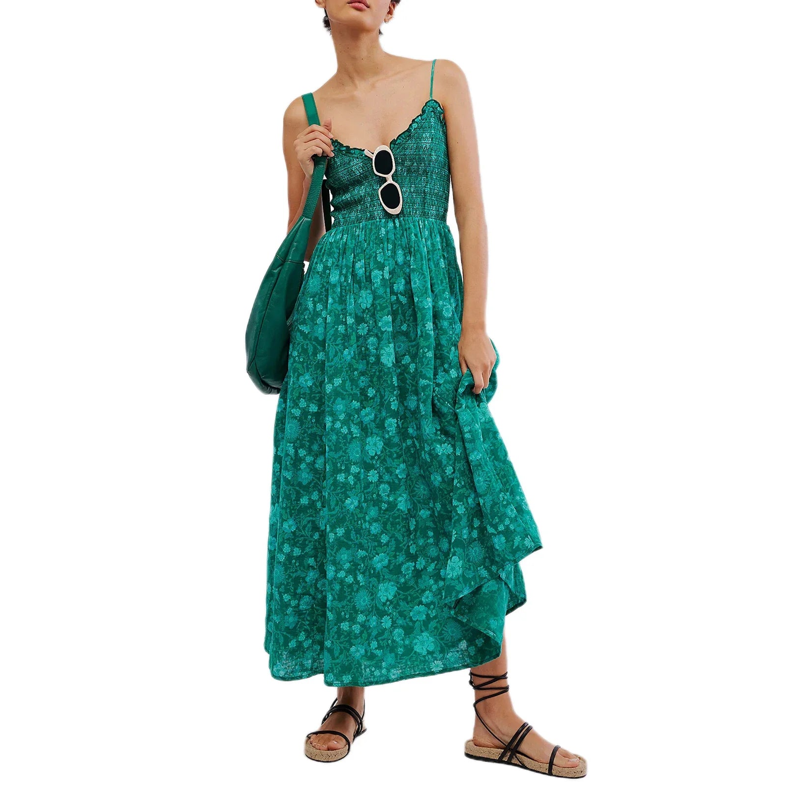 Floral Maxi Dress - Lightweight Fabric - Bohemian Style - Summer Wear