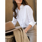Linen Blouse for Women - Casual Short Sleeve Top for Everyday Wear