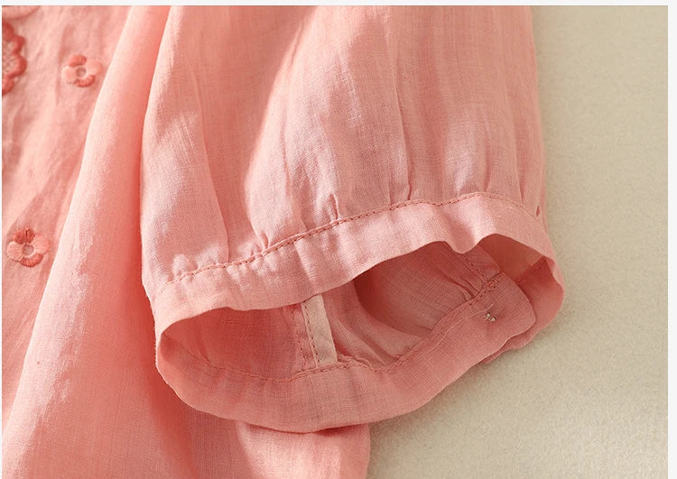 V-Neck Cotton Blouse for Women - Casual Everyday Wear Top