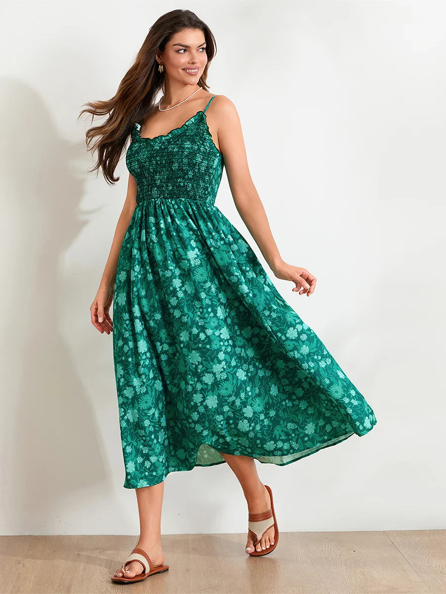 Floral Maxi Dress - Lightweight Fabric - Bohemian Style - Summer Wear