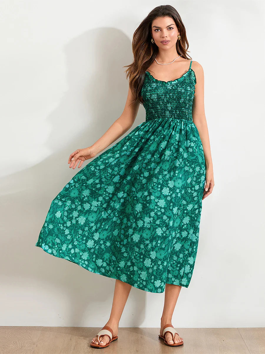 Floral Maxi Dress - Lightweight Fabric - Bohemian Style - Summer Wear