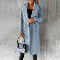 Women's Wool Trench Coat – Slim Fit, Office & Casual – Sky Blue