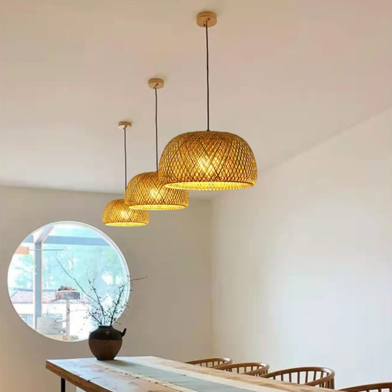 Bamboo Pendant Light Fixture - Eco-Friendly Design for Home Decor - Modern Hanging Lamp for Living Room or Bedroom