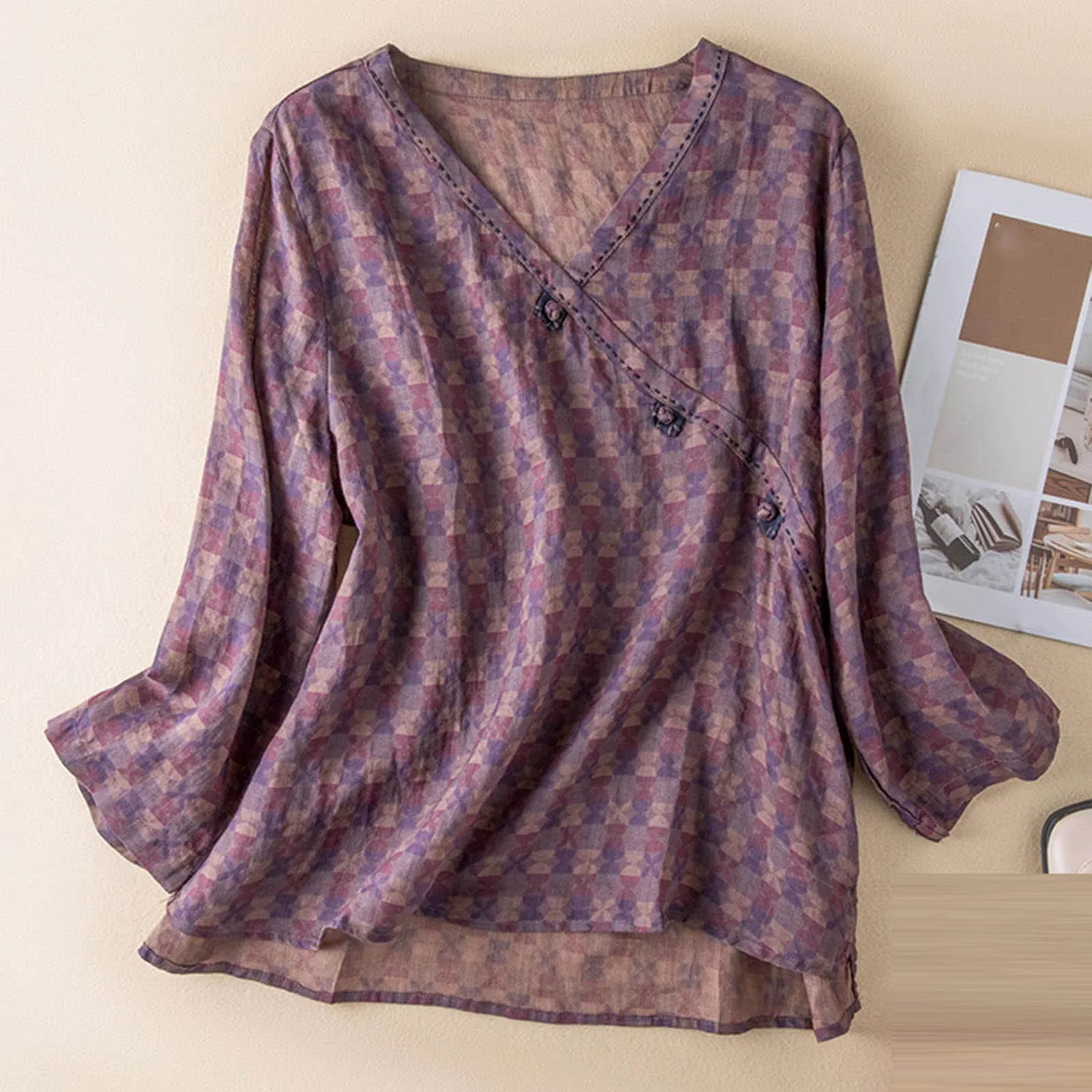 Crosswrap Blouse in Lightweight Fabric - Women's Casual Top for Everyday Wear