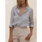 Linen Blouse for Women - Casual Short Sleeve Top for Everyday Wear