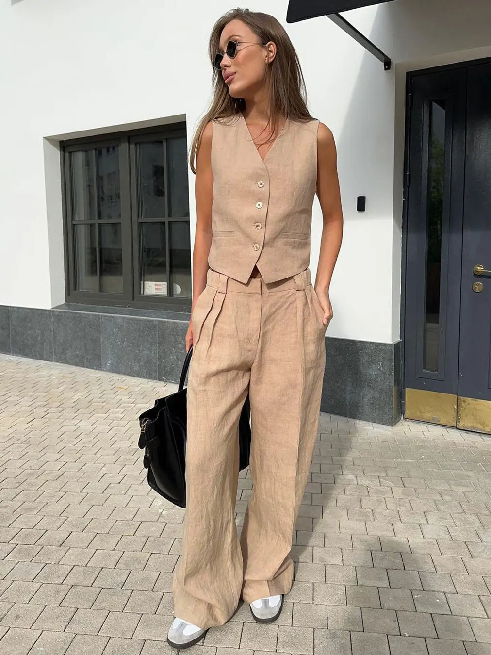 Linen Trouser Set for Women - 100% Natural Fabric - Casual & Comfortable Wear